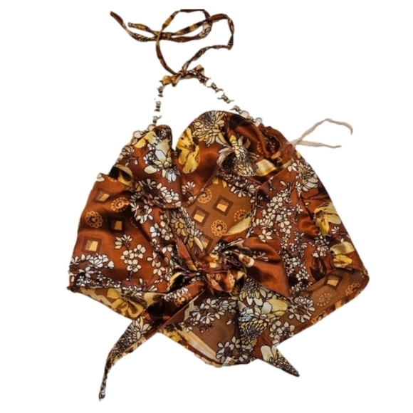 J is for Justify crop top floral pattern copper color baby tee fall cropped top - Picture 6 of 16